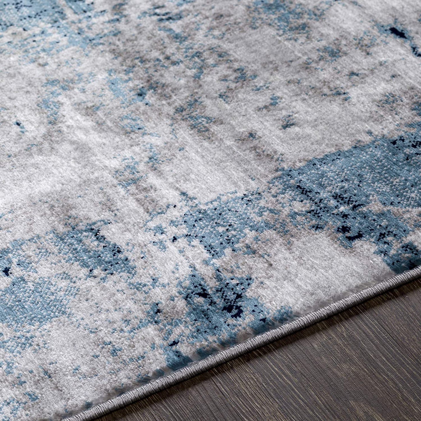 Modern Abstract Area Rug, Black/Navy