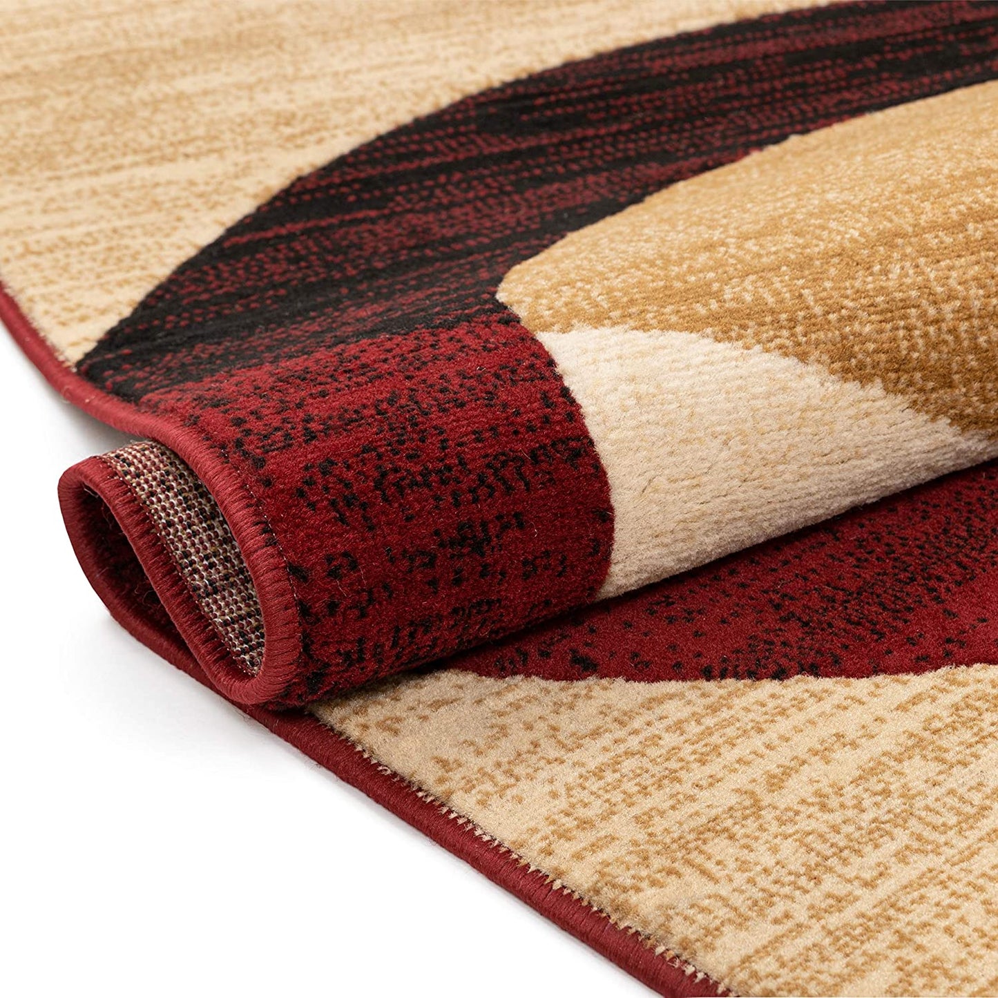 Modern Styling Shapes Circles Multi Color Red Black Beige Thick Soft Area Rug