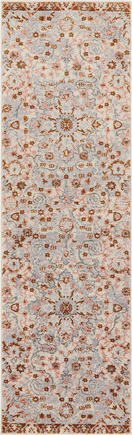 Vintage Floral Medallion Gray/Grey Copper Area Rugs