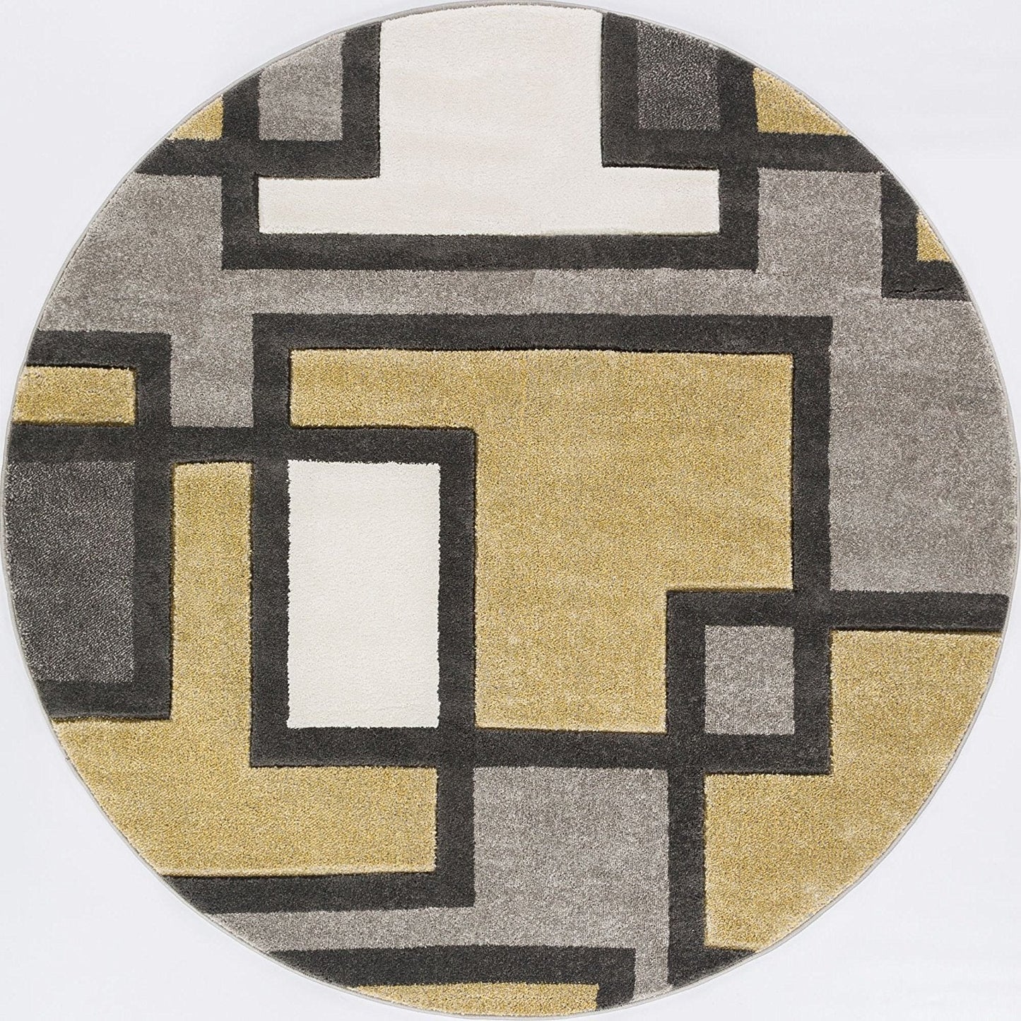 Modern Geometric Golden Yellow Gray Comfy Hand Carved Area Rugs