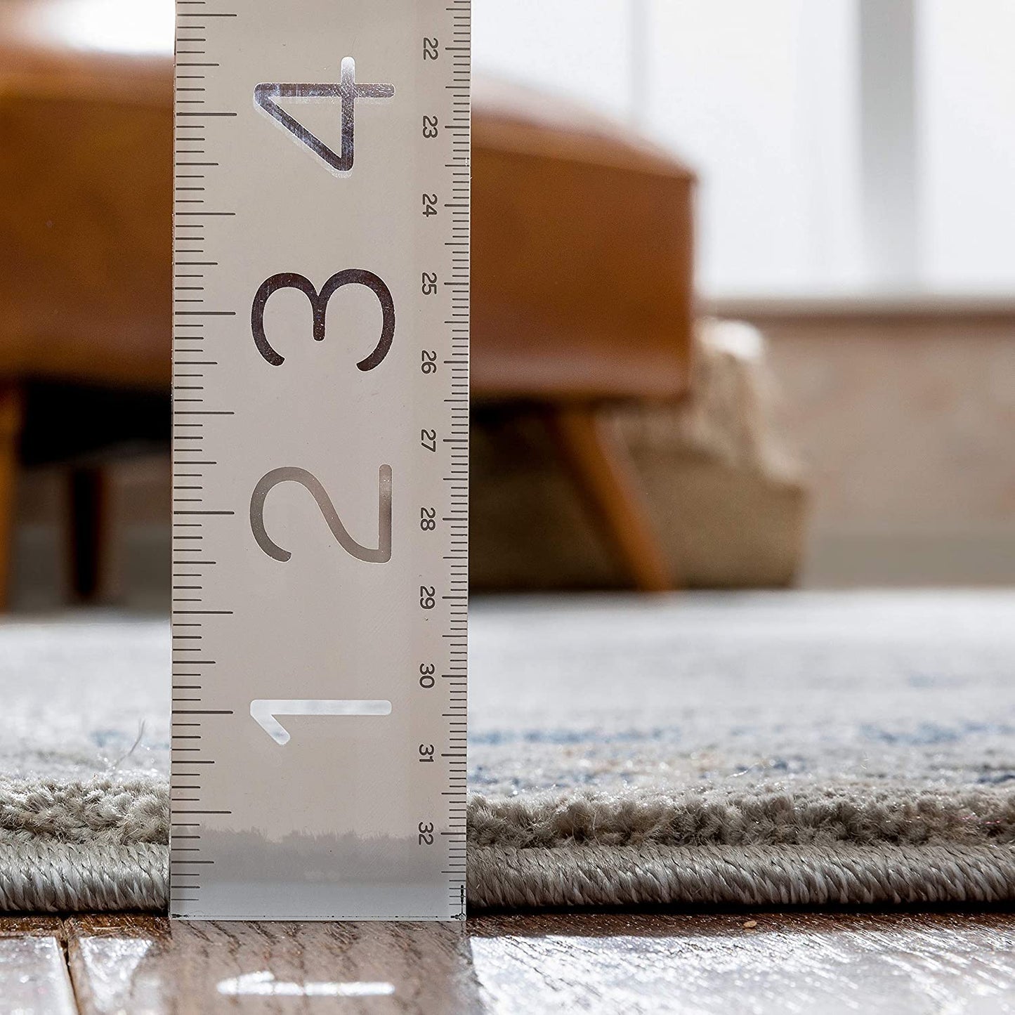 Elu Blue Vintage Stripes Pattern Area Rug