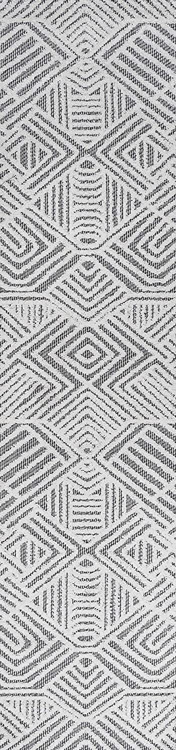 Jordan Art Deco Geometric Indoor/Outdoor White/Black Area Rug