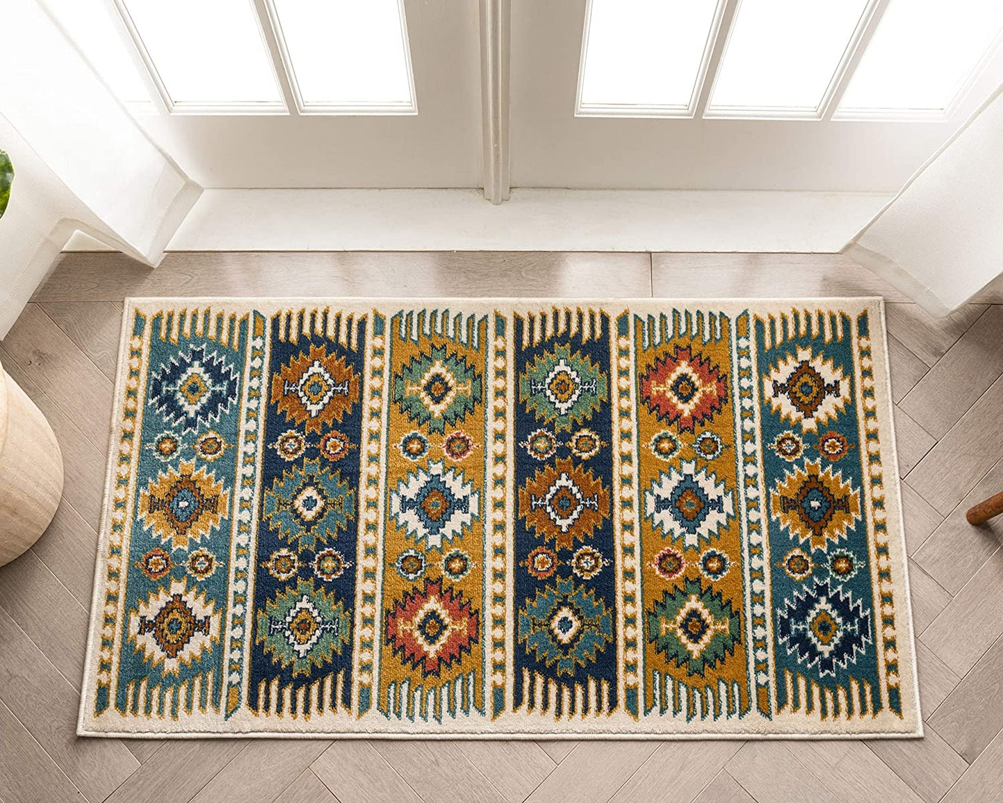 Noble Blue Southwestern Medallion Soft Rug