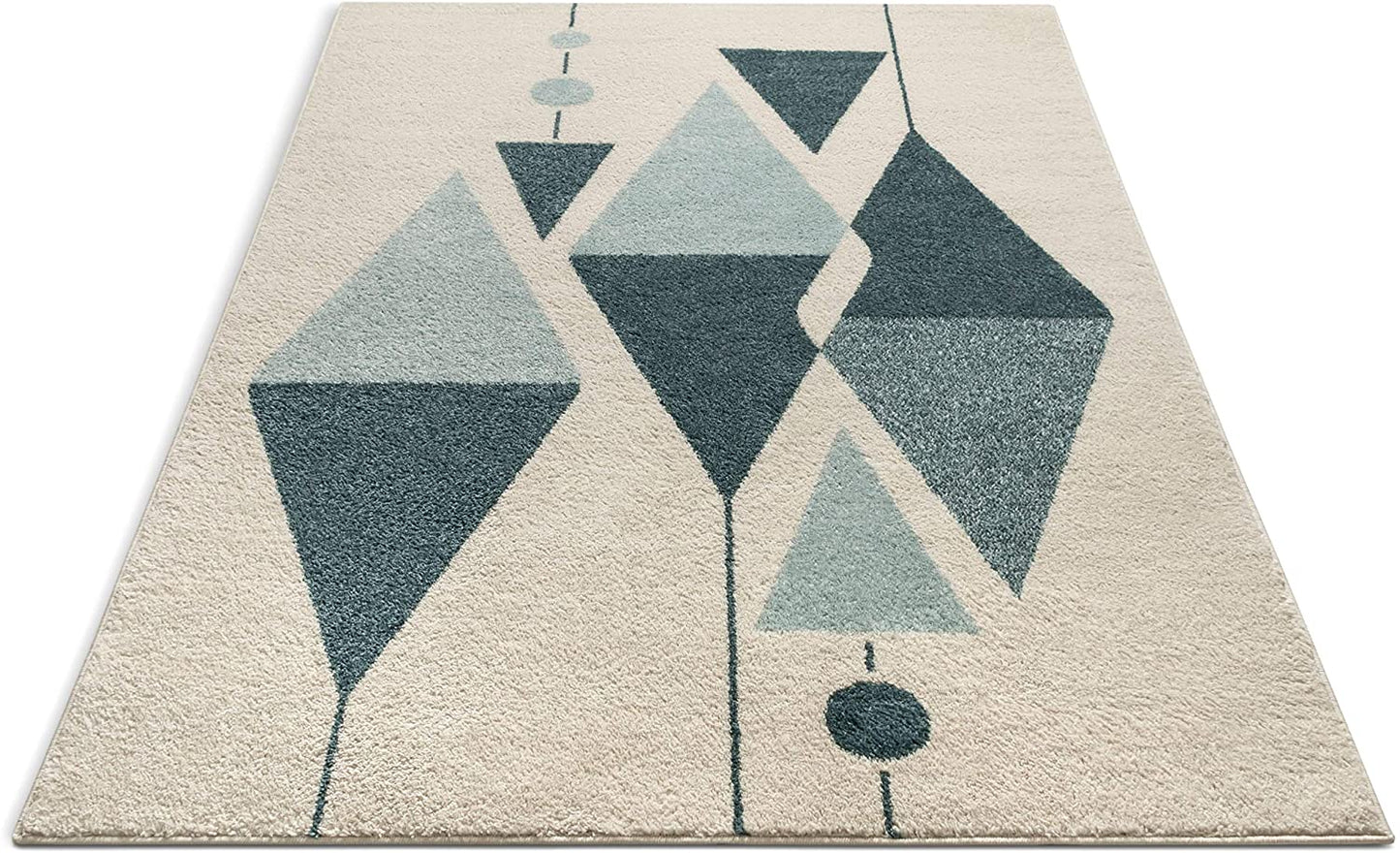 Modern Art Abstract Blue Ivory Area Rug