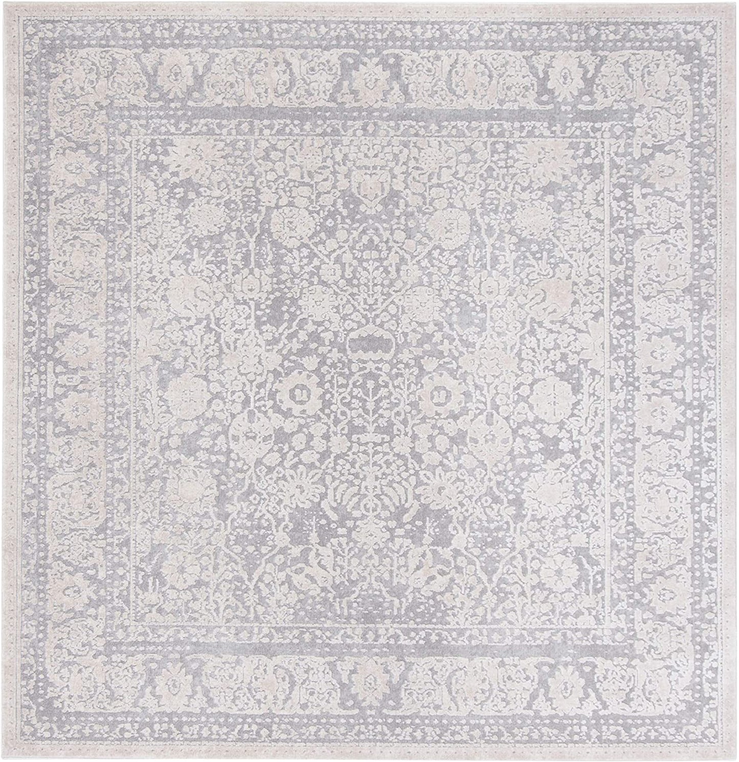 Reflection Collection Vintage Distressed Soft Area Rug Light Grey / Cream