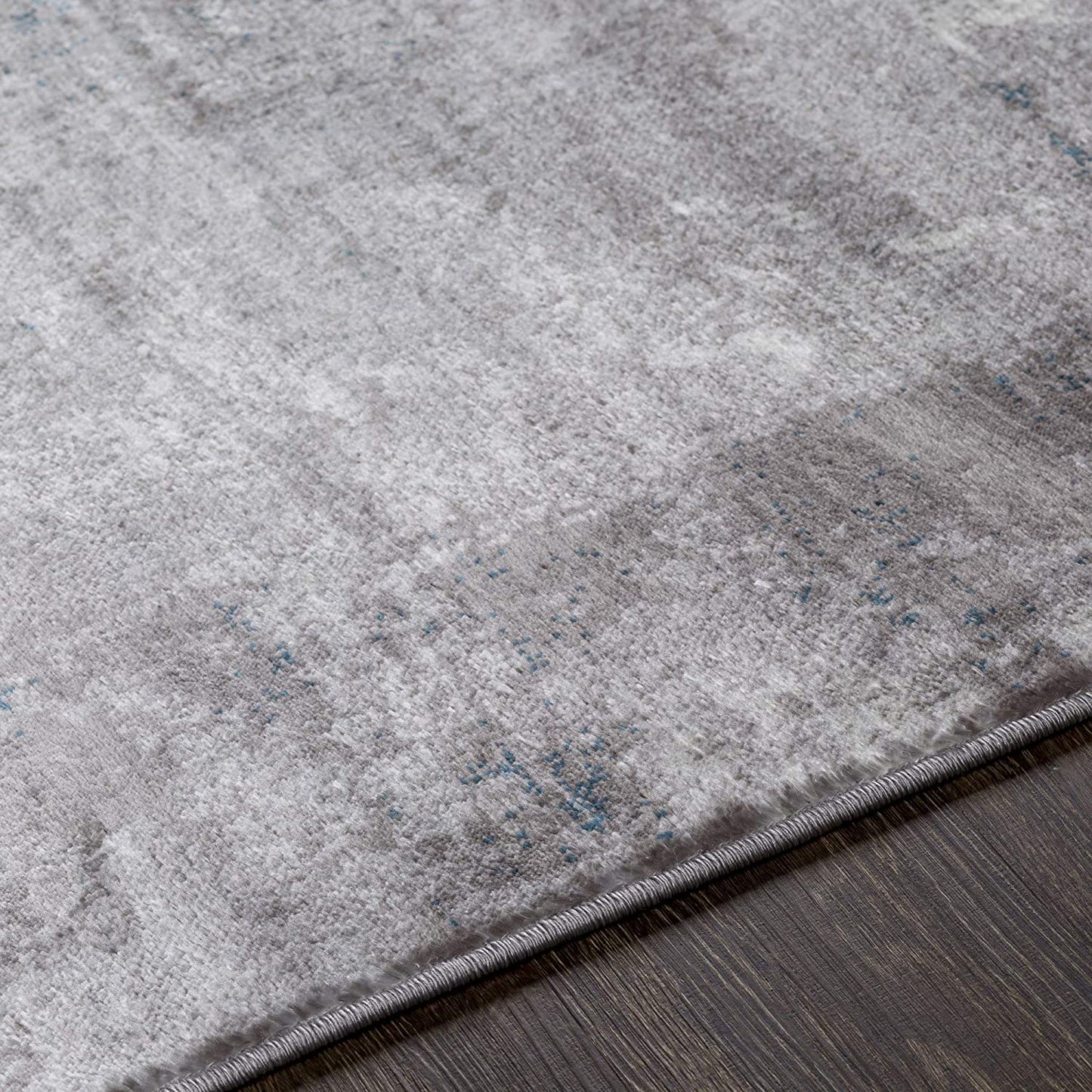 Modern Abstract Soft Area Rug, Teal/Silver