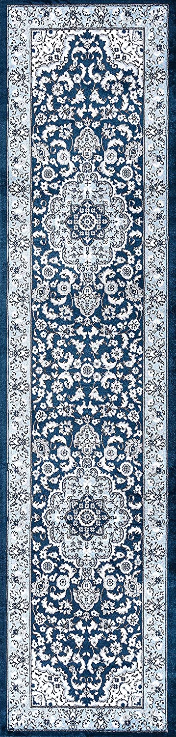 Palmette Modern Persian Floral Soft Area Rug Blue/Navy