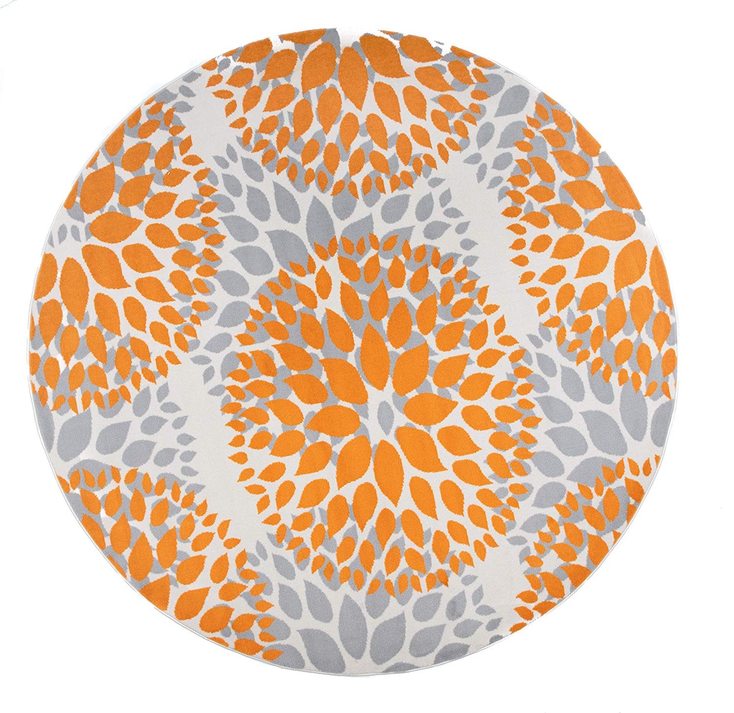 Floral Orange Gray Area Rugs