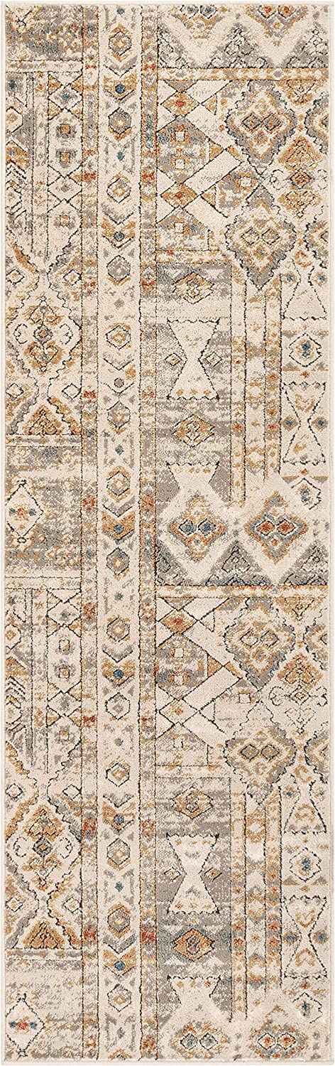 Grey Tribal Patchwork Soft Area Rug