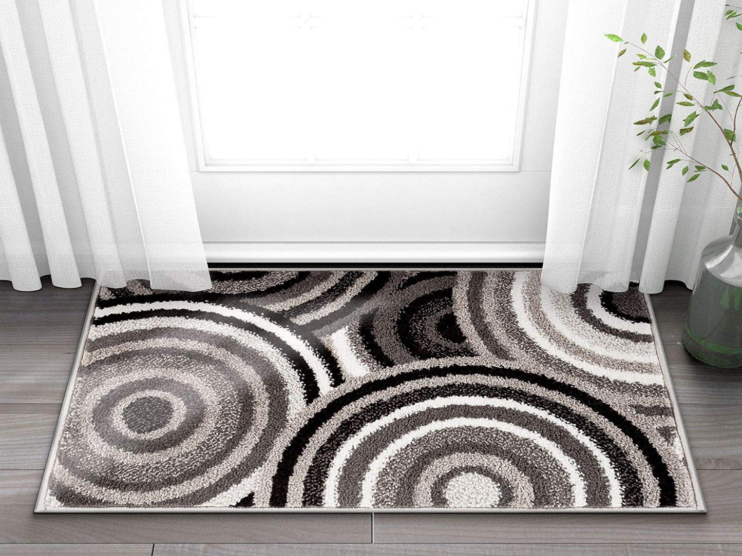 Abstract Grey Black Circles Area Rugs