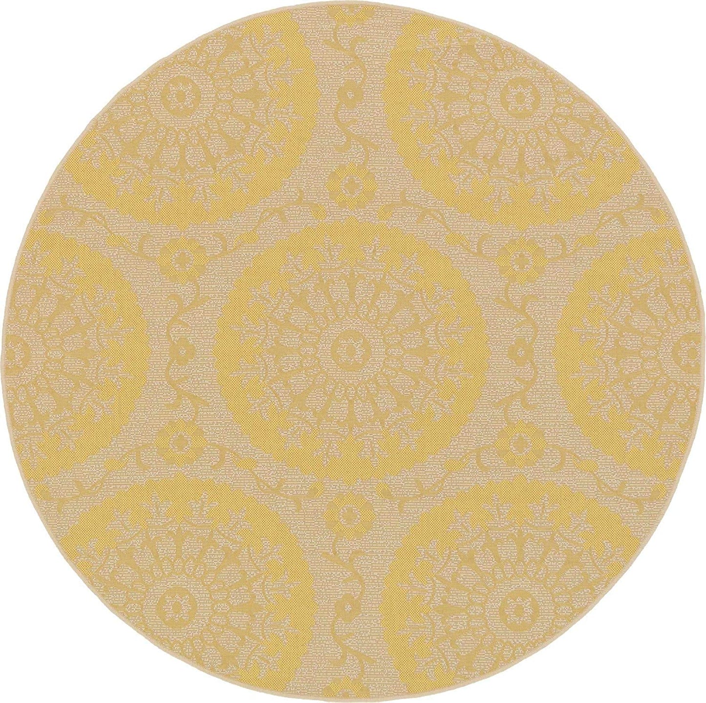 Botanical Collection Floral Abstract Transitional Indoor Outdoor Flatweave Yellow Area Rug