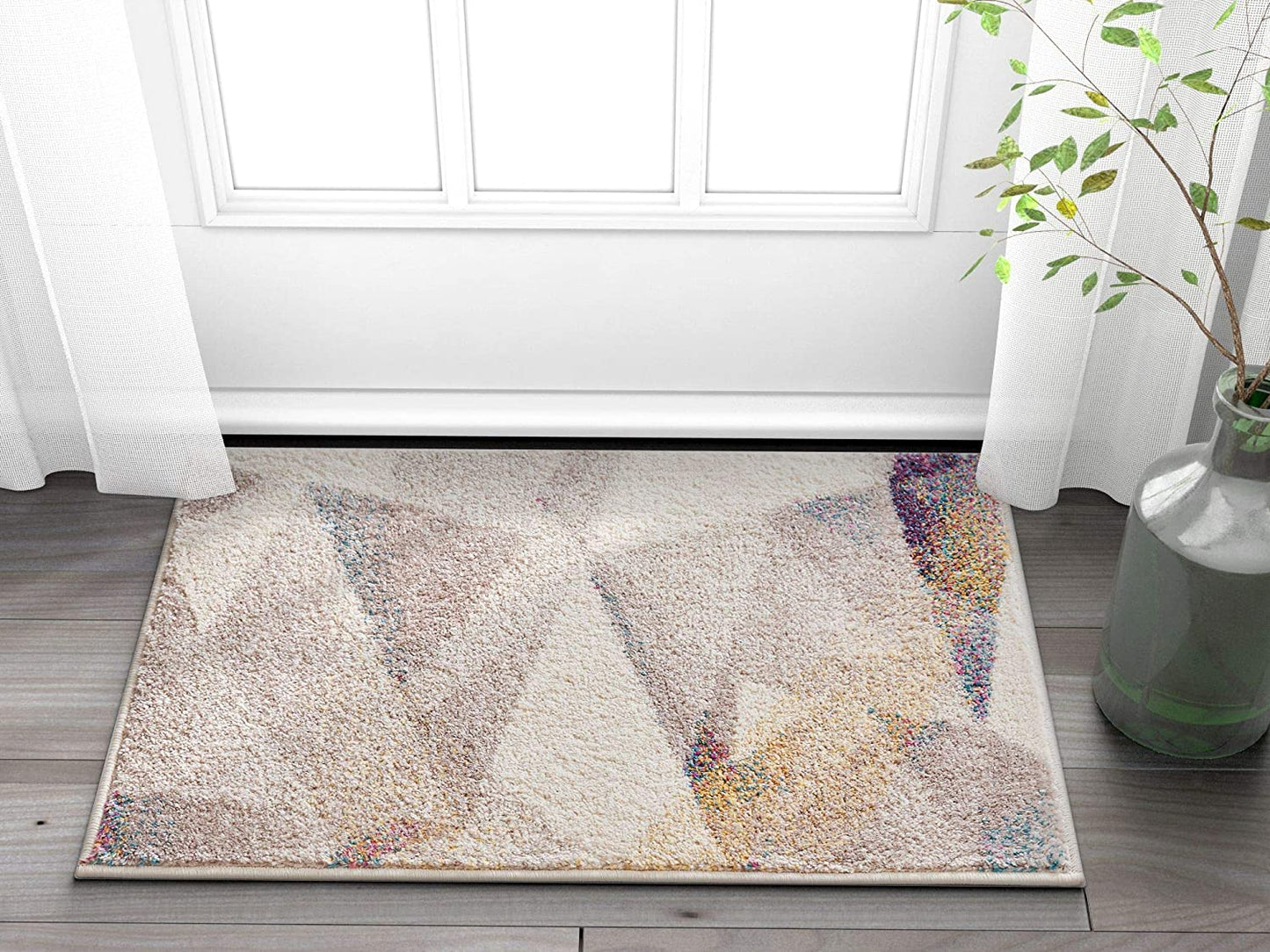 Modern Triangle Pattern Abstract Beige Multi-Color Soft Area Rug