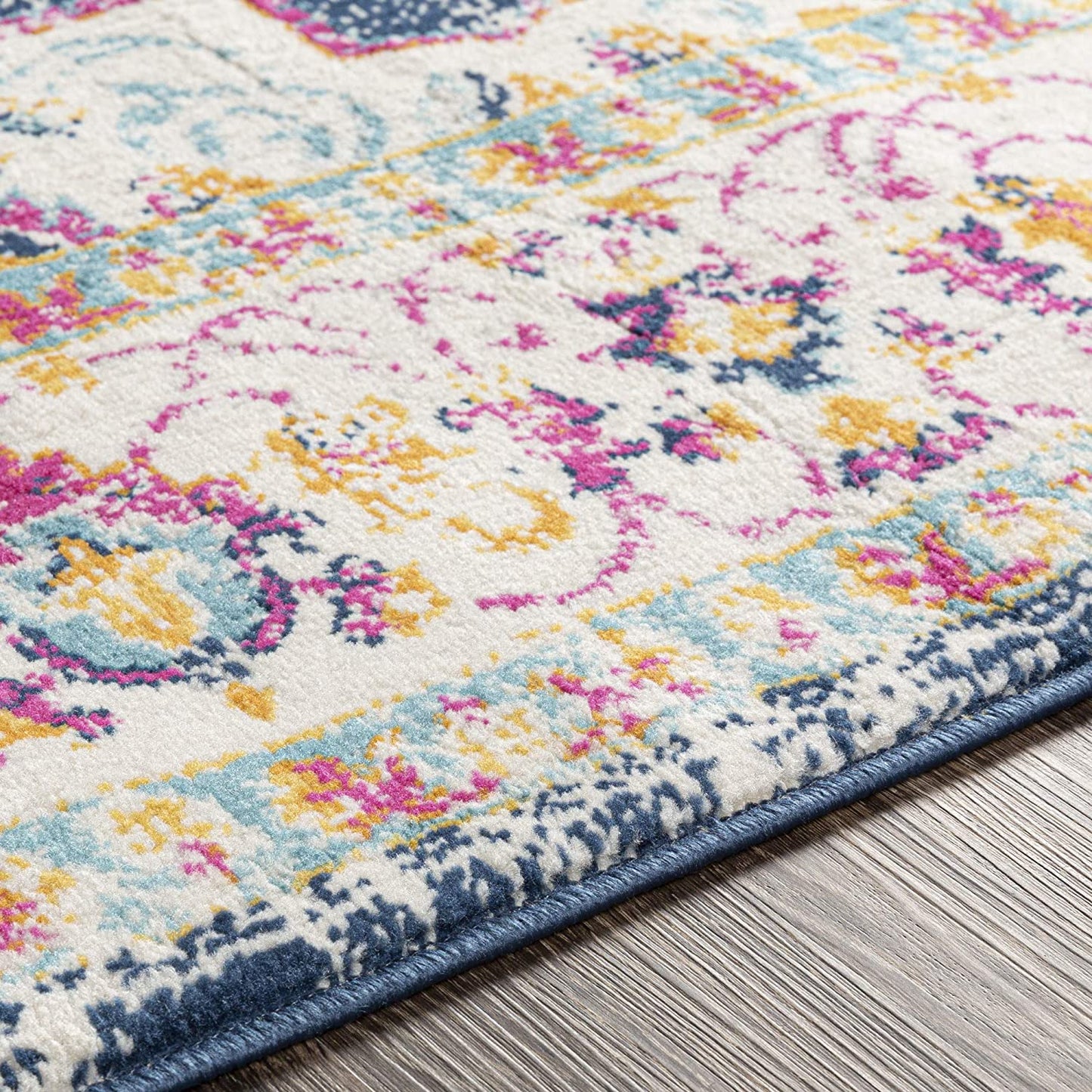 Melta Navy Ivory Traditional Soft Area Rug