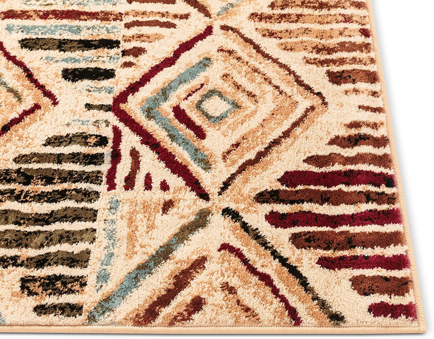 Moroccan Diamonds Area Rug Ivory Multicolor