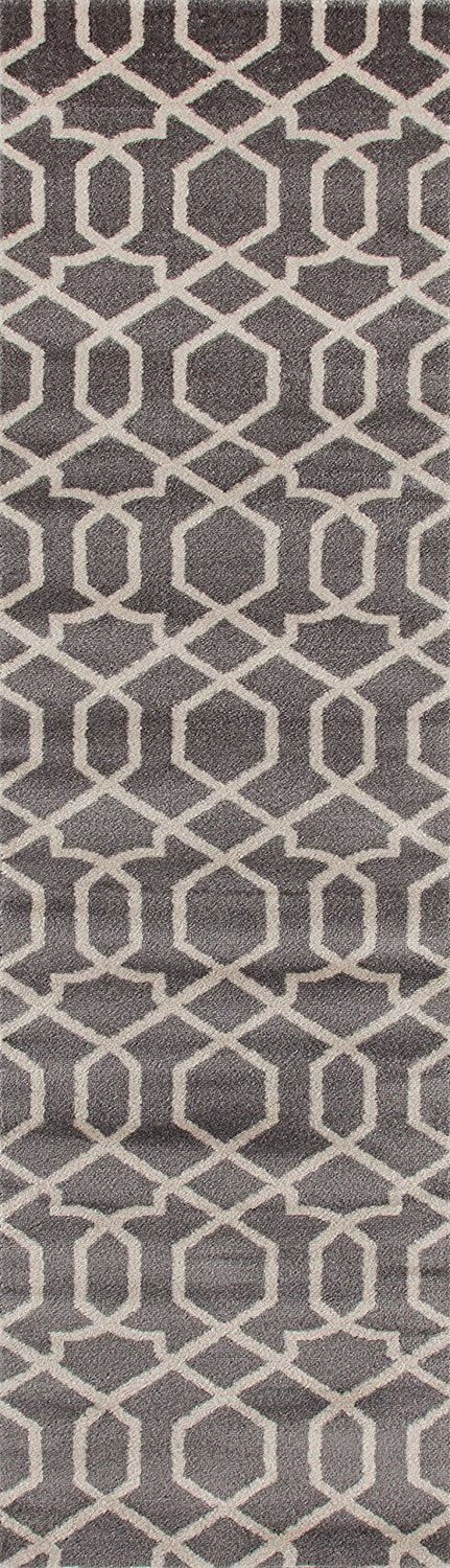 Gray Off-White Trellis Soft Area Rug