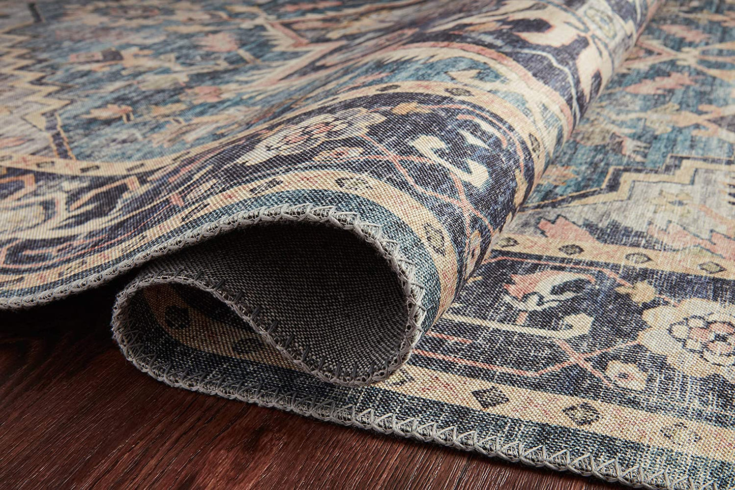 Hathaway Collection Navy / Multi, Traditional Soft Area Rug