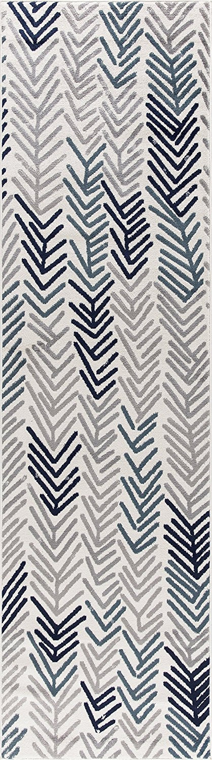 Floral Ivory/Navy/Grey/Gray/Teal Area Rugs