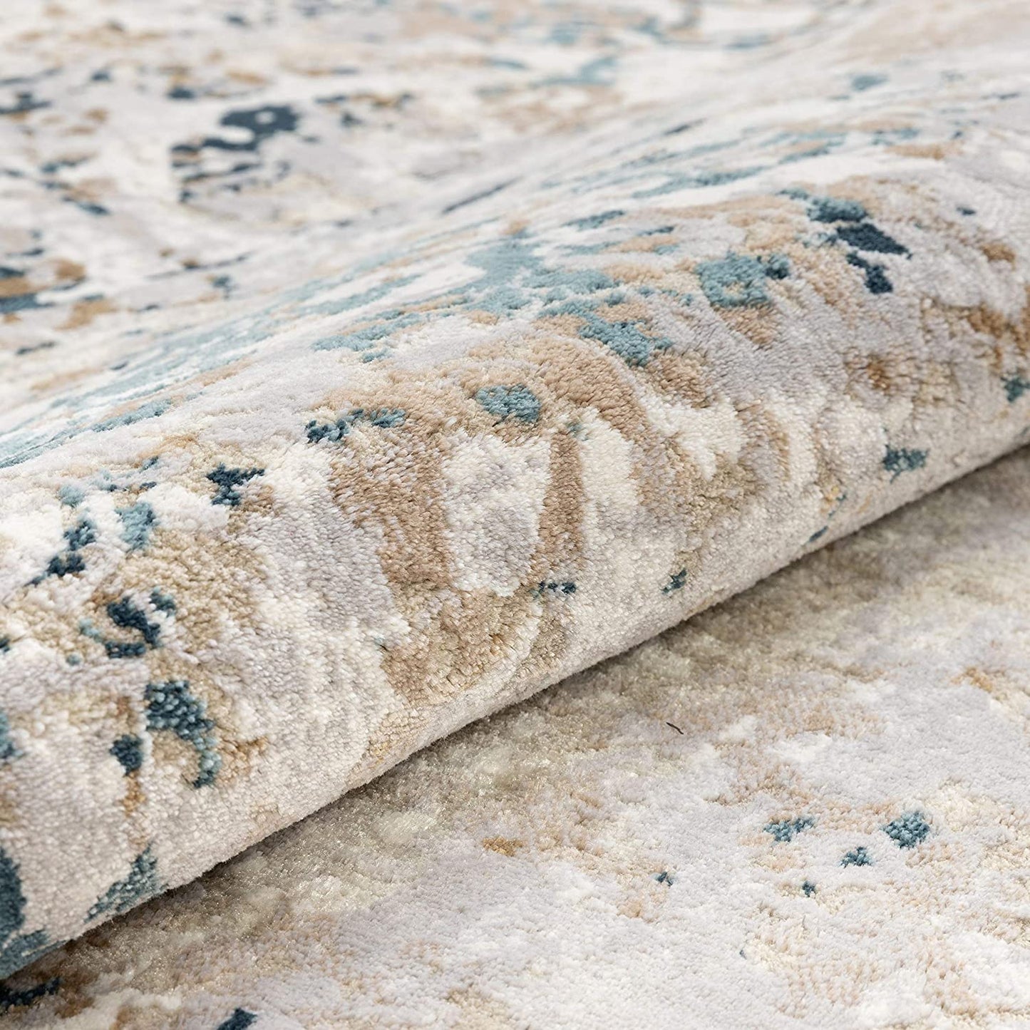Perla Beige & Blue Vintage Floral Area Rug