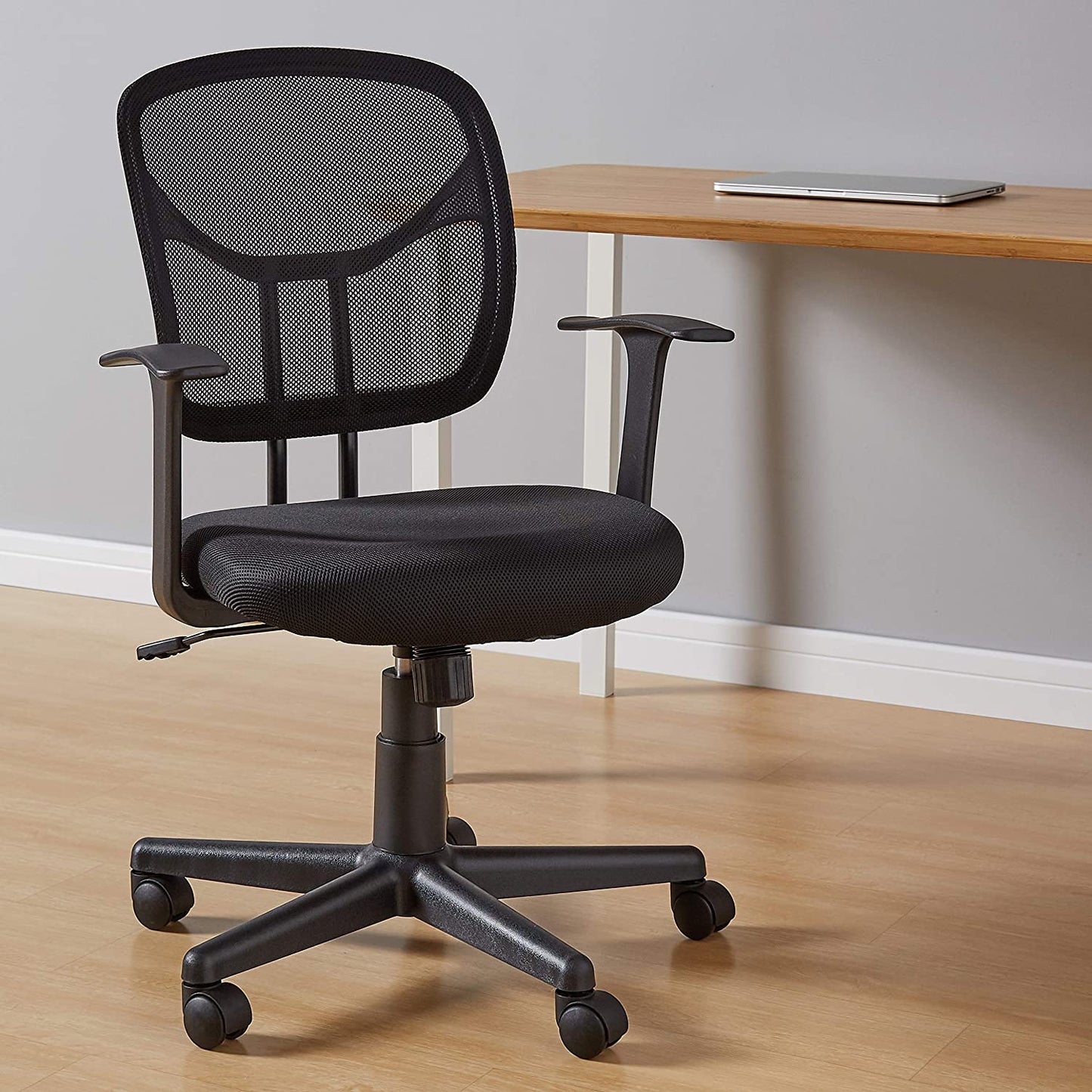 zaid Amazon Basics Mesh, Mid-Back, Adjustable, Swivel Office Desk Chair with Armrests, Black