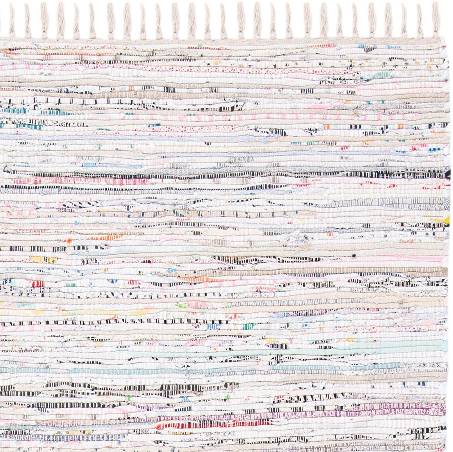 Hand Woven Ivory and Multi Cotton Area Rug