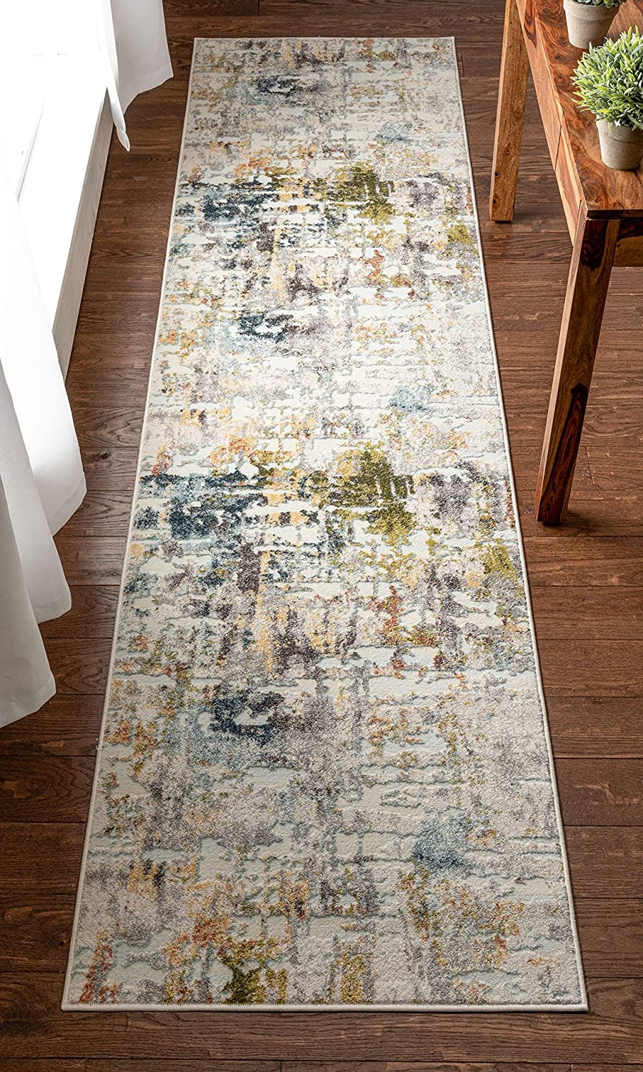 Azura Multi Abstract Distressed Pattern Runner Rug