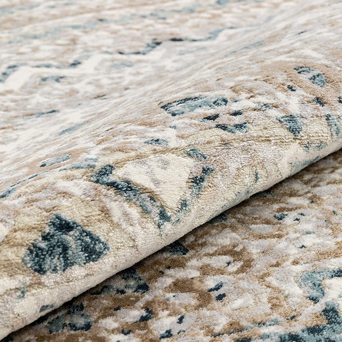 Sella Beige & Blue Vintage Tribal Area Rug