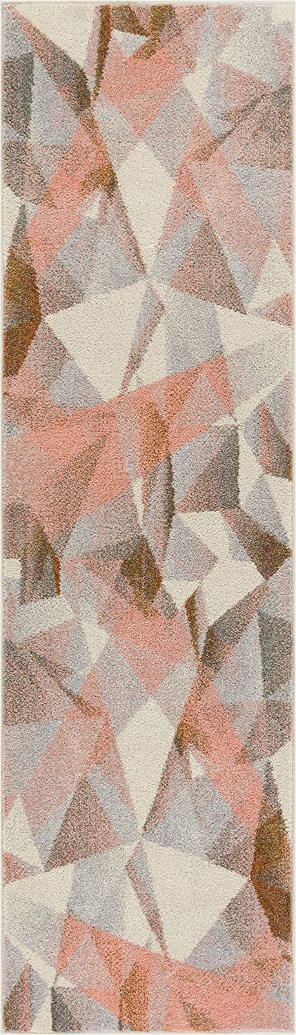 Modern Triangle Pattern Abstract Blush Pink Multi-Color Soft Area Rug