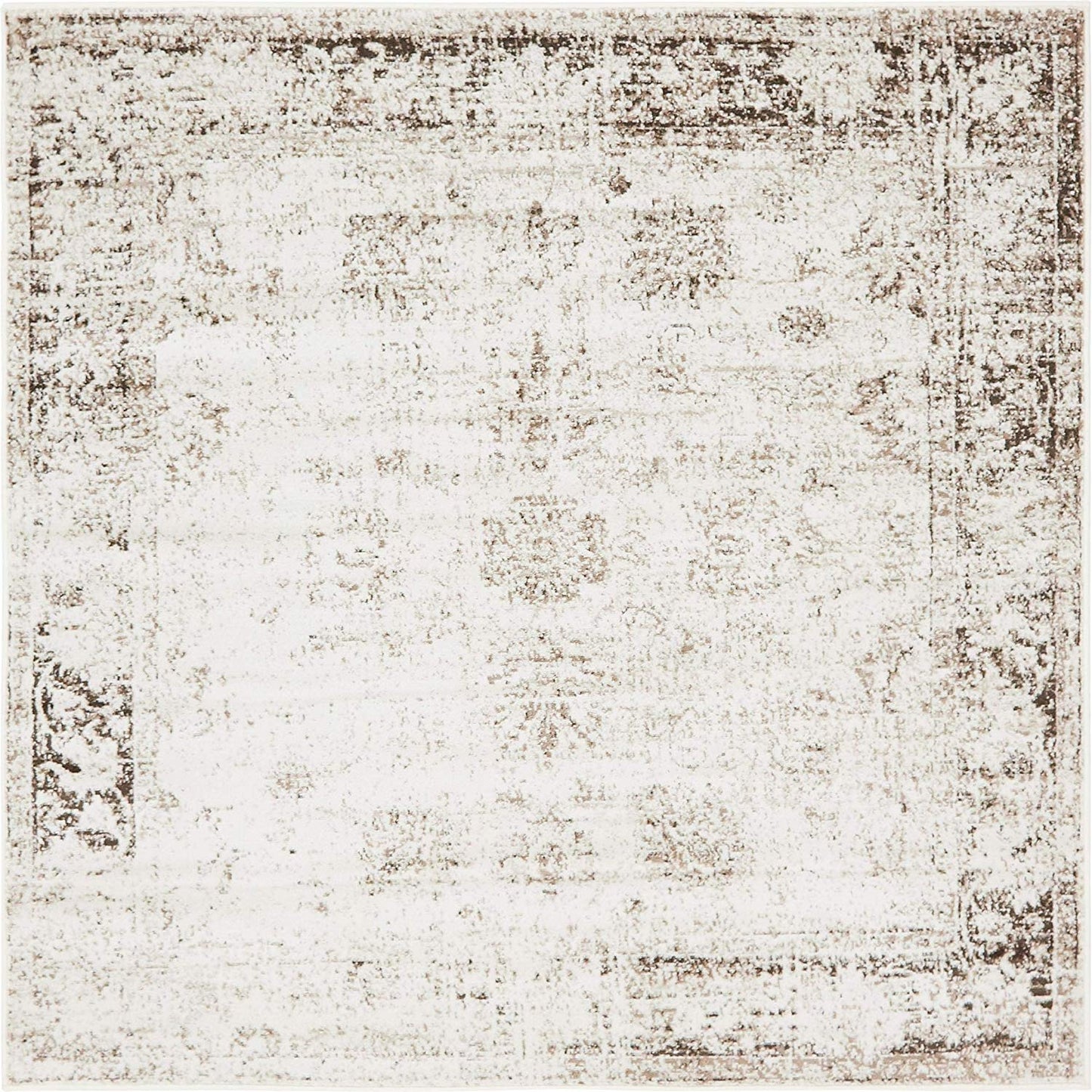 Vintage Distressed Bordered Beige Area Rugs