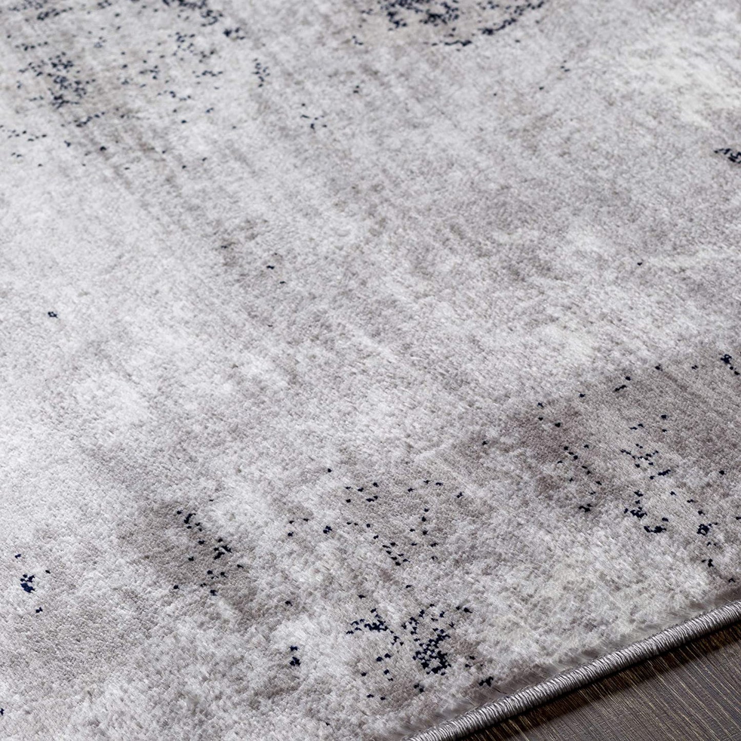 Modern Abstract Soft Area Rug, Black/Navy