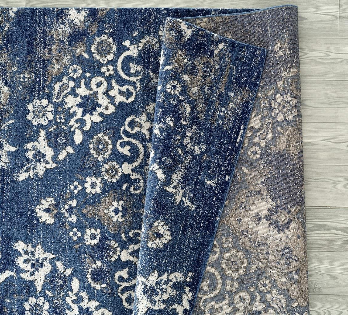 Persian Distressed Dark Blue Area Rugs