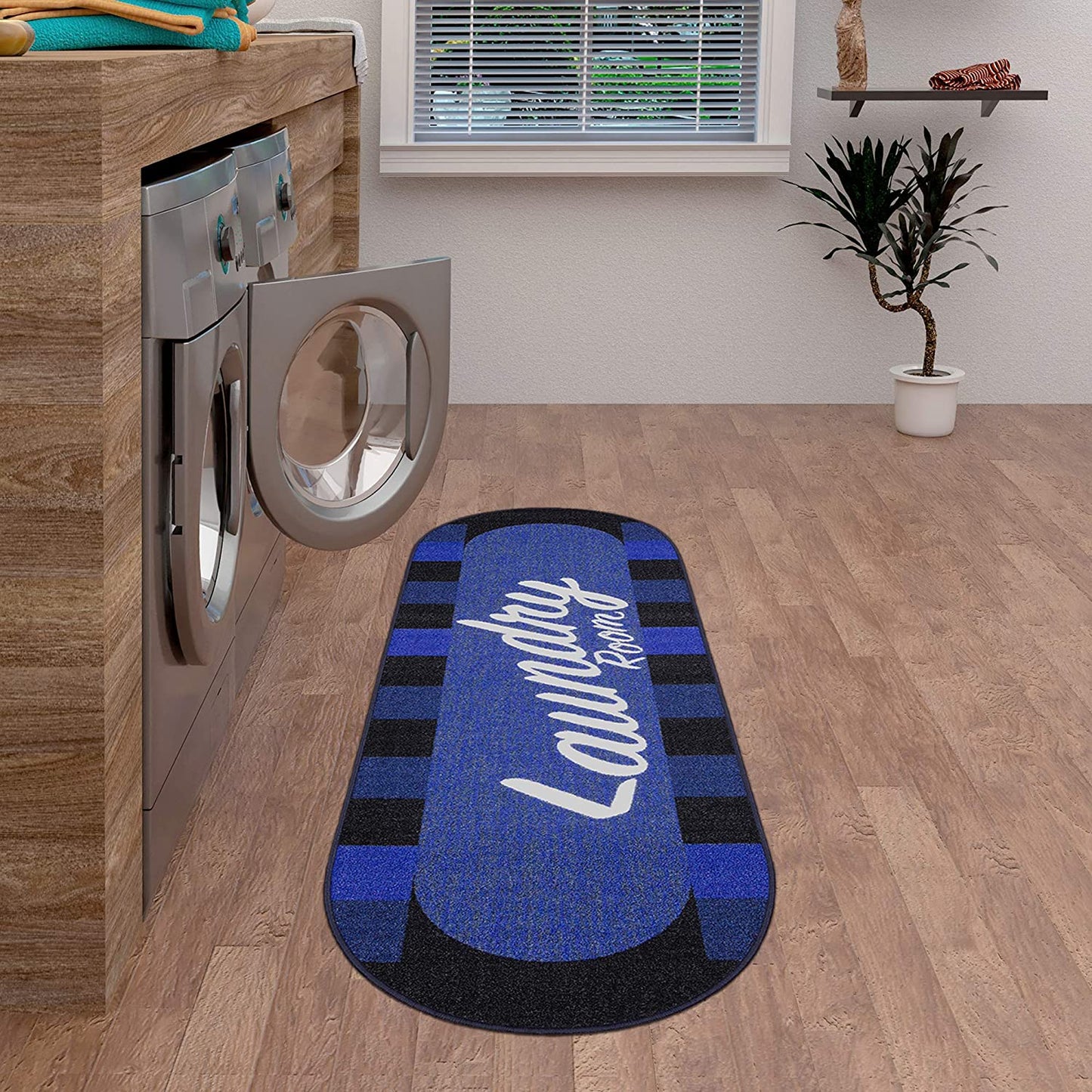 Laundry Mat Runner Rug, Navy Blue