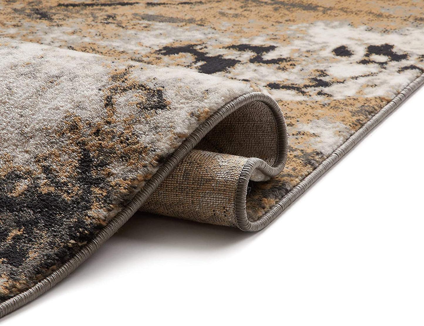 Splash Gold Grey Modern Vintage Abstract Soft Plush Area Rug