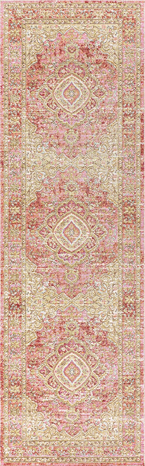 Khilana Floral Medallion Soft Rug, Deep Rose/Ivory