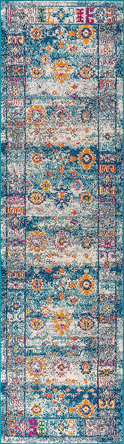 Bohemian FLAIR Boho Vintage Faded Navy/Cream Soft Area Rug