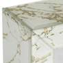 Matte White Marble and Glass 4 3/4" Square Table Clock