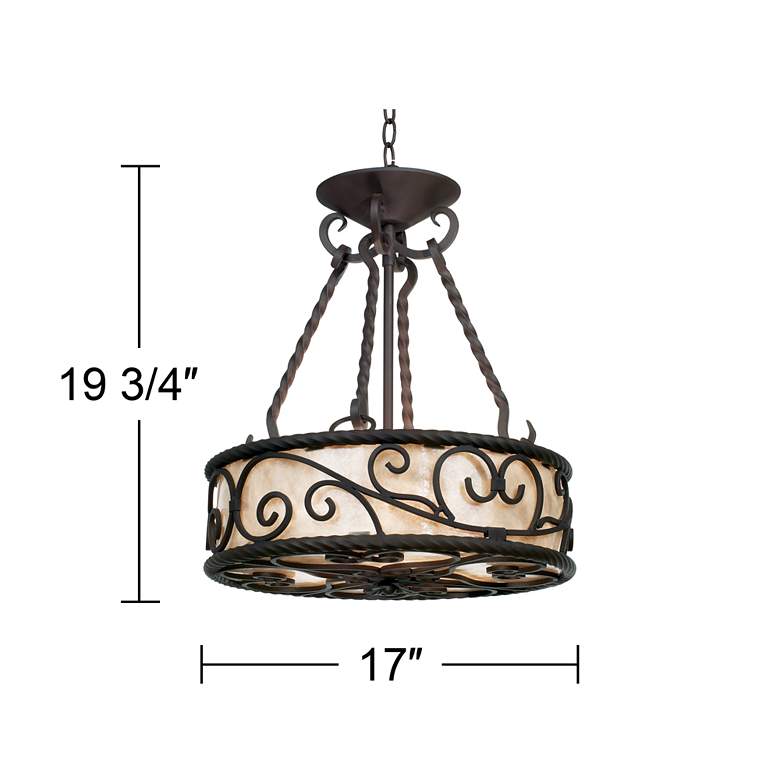 Savannah 17" Wide Black Scroll Drum Pendant Chandelier