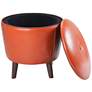 Adam Orange Tufted Faux Leather Storage Ottoman