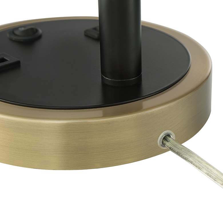 Possini Euro Sparta Black and Gold Desk Lamp with USB Port and Outlet