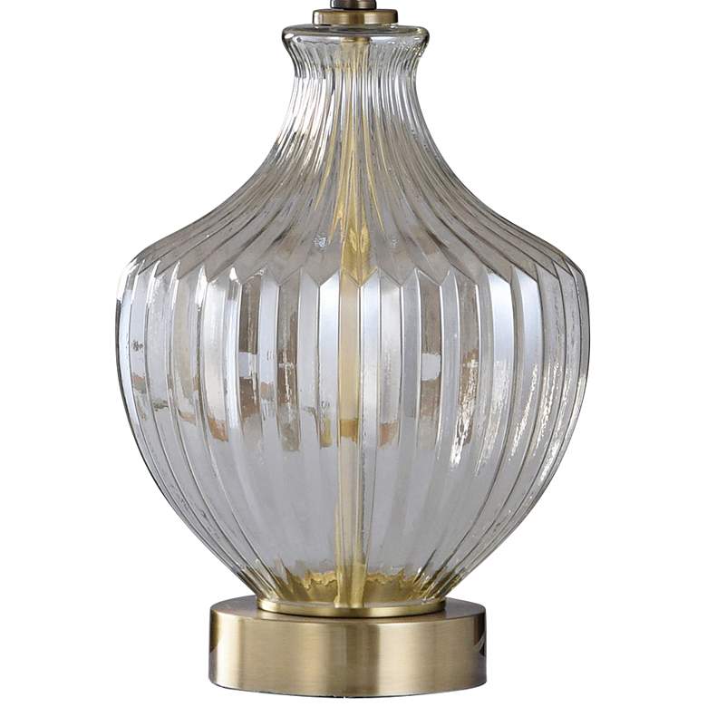Elegance Smoked Glass and Brushed Steel Metal Table Lamp
