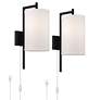 Bixby Modern Drum Plug-In Wall Lamps Set of 2