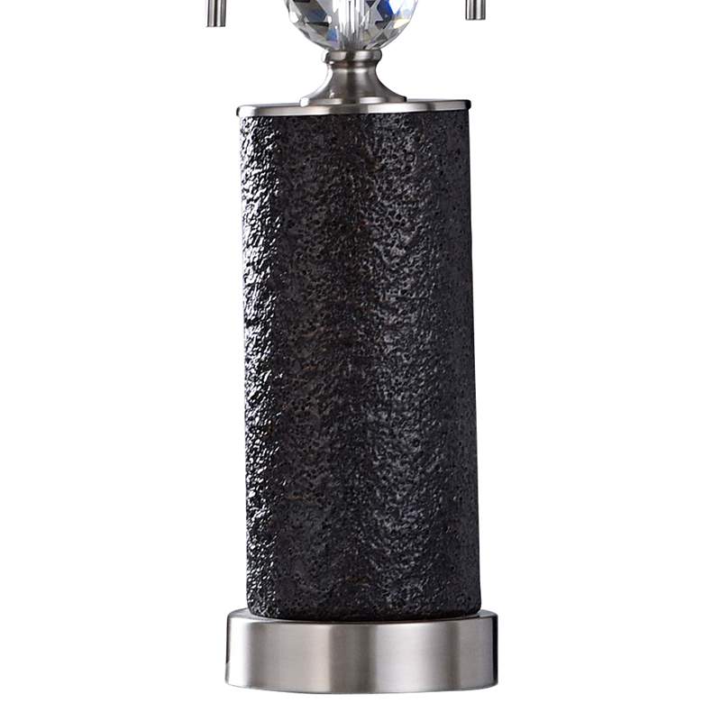 Aglona Textured Black Coal Pedestal Table Lamp