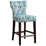 Avila 25" Blue Fabric and Espresso Wood Counter Stool