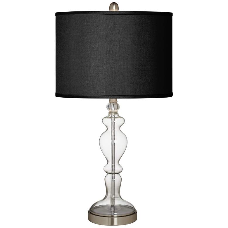 Black Faux Silk Apothecary Clear Glass Table Lamp