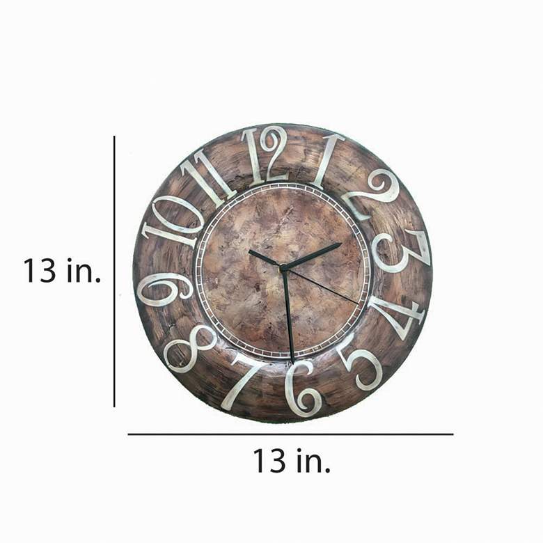 Eangee 13" Round Distressed Brown Capiz Shell Wall Clock