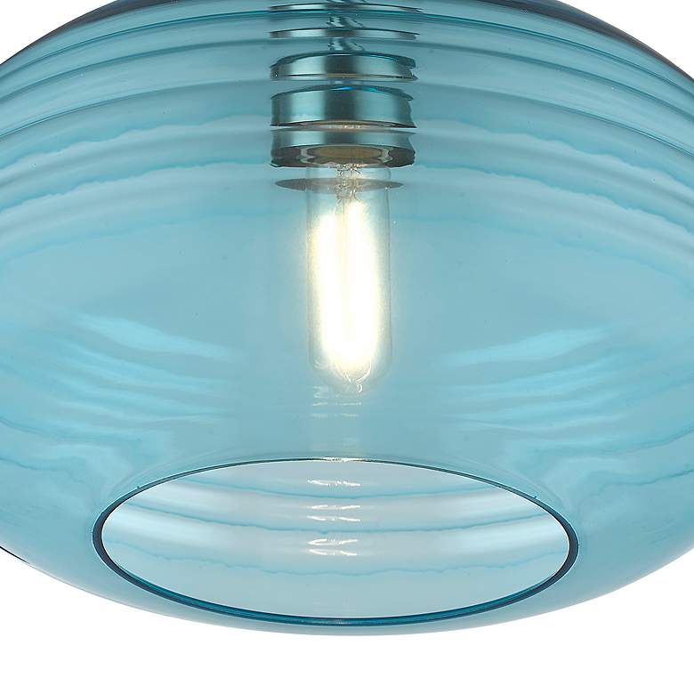 Harmony 14" Wide Brushed Nickel Pendant Light with Blue Glass