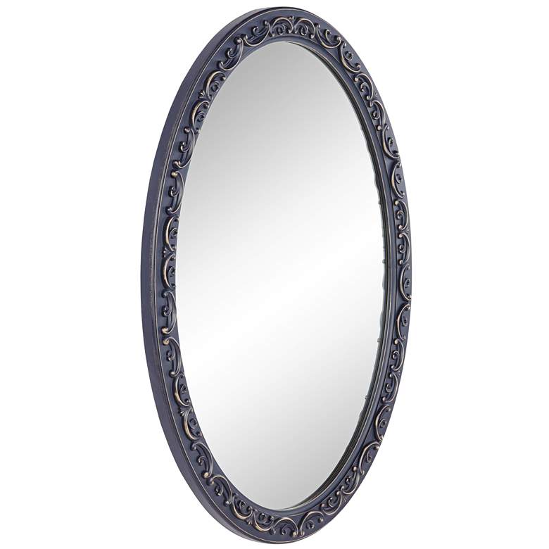 Carmody Dark Navy 22 3/4" x 30 1/2" Oval Wall Mirror