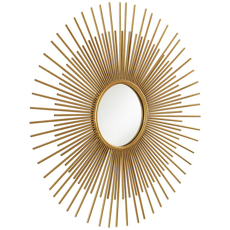 Amia Gold Leaf 31" Round Sunburst Wall Mirror