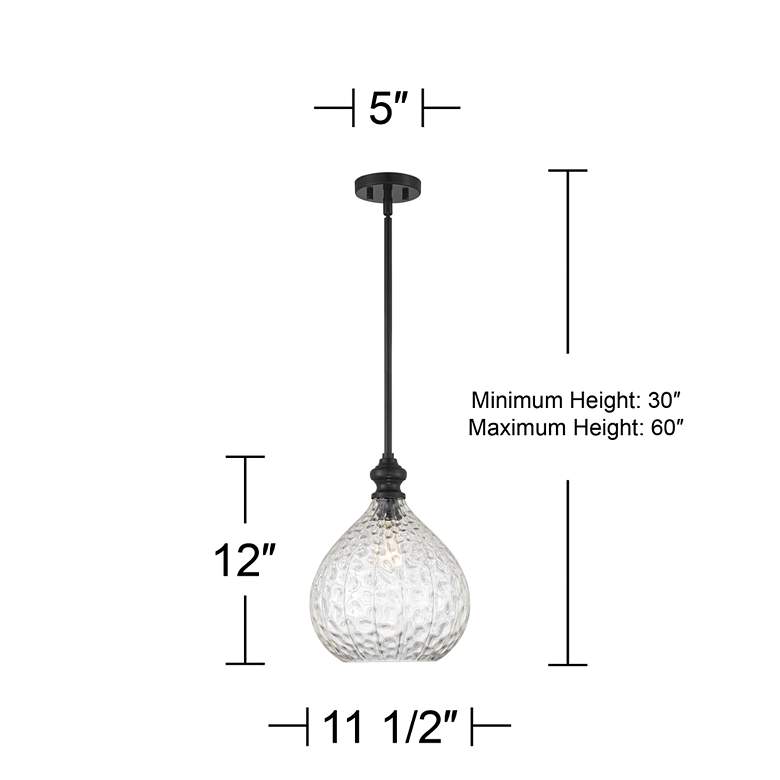 Minga 11 1/2" Wide Black Hammered Glass Mini Pendant