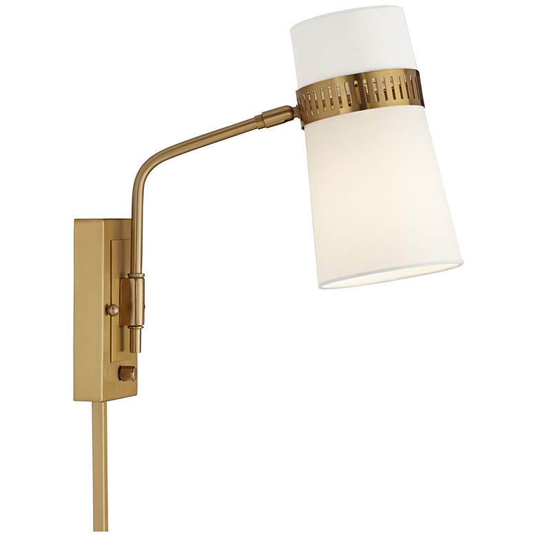 Possini Euro Cartwright Antique Brass Plug-In Wall Lamp w/ Vine Cord Cover