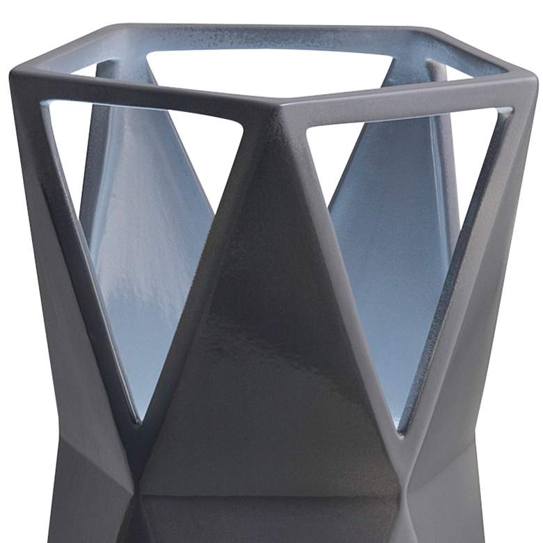 Totem 11 3/4" High Gloss Gray Ceramic Portable Accent Table Lamp